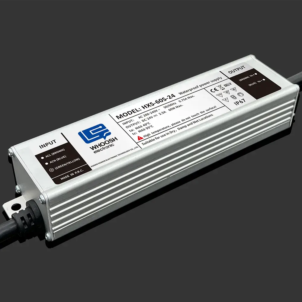 Alimentation étanche IP67 60W 12V 24V Boîtier en aluminium intégré avec silicone entièrement scellé Prix d'usine